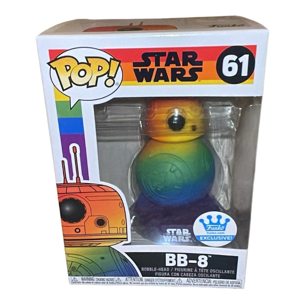 Funko Pop Star Wars BB-8 #61 Rainbow Pride Exclusive Bobble Head NIB